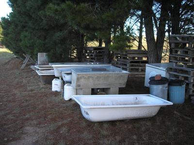 Bathtubs used as a worm farm